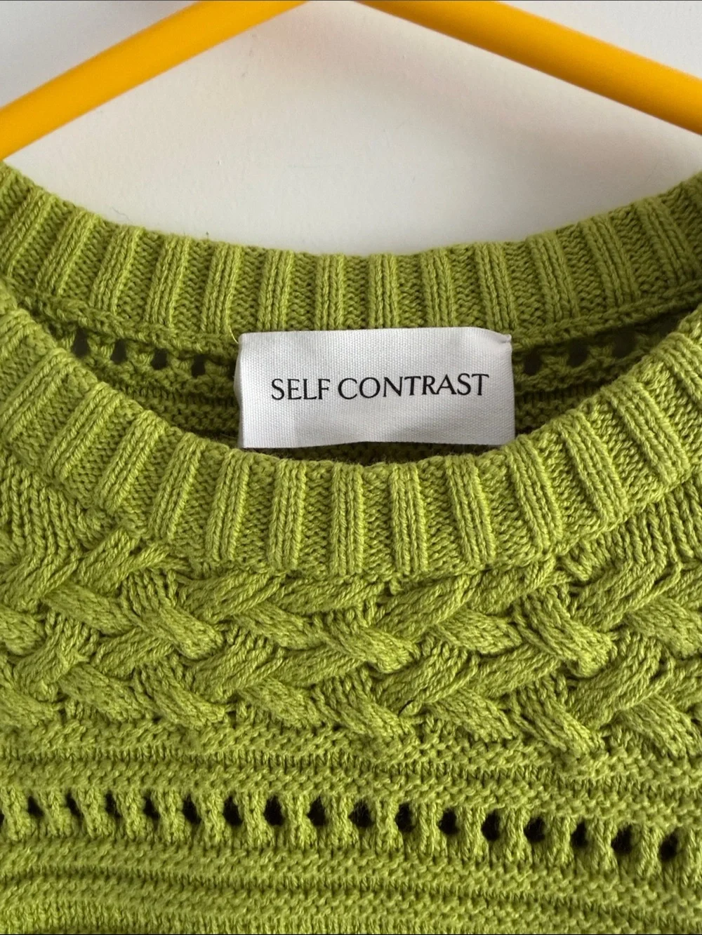 Anthro Self contrast Green Cropped Cable Knit Sweater small - Picture 2 of 3
